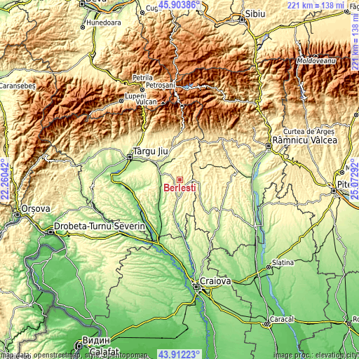 Topographic map of Berleşti