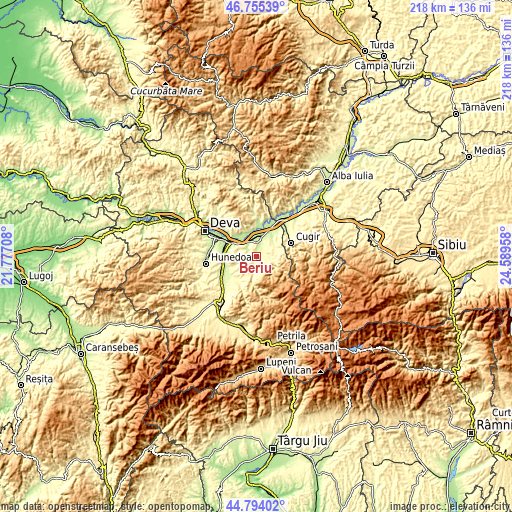 Topographic map of Beriu