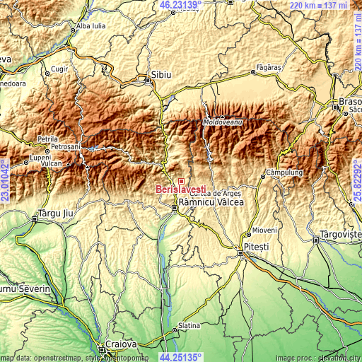 Topographic map of Berislăveşti