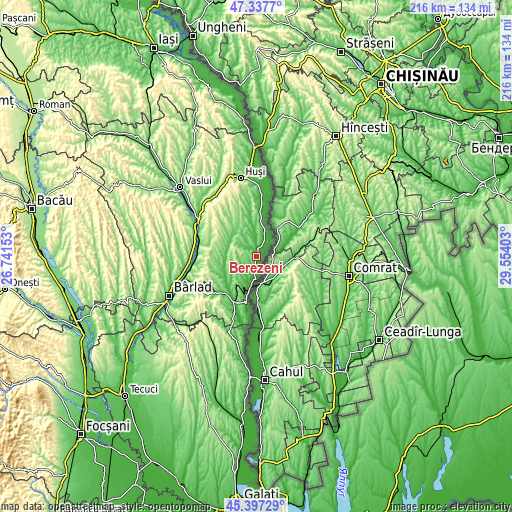 Topographic map of Berezeni