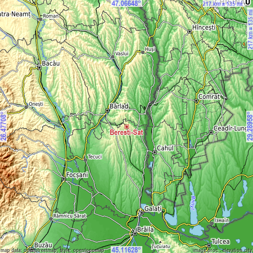 Topographic map of Bereşti-Sat