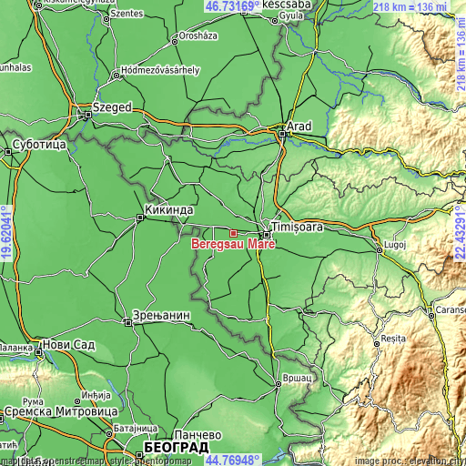 Topographic map of Beregsău Mare