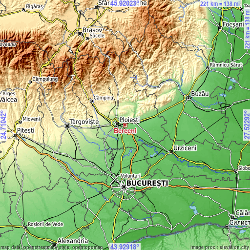 Topographic map of Berceni