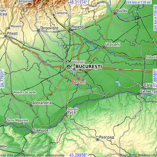 Topographic map of Berceni