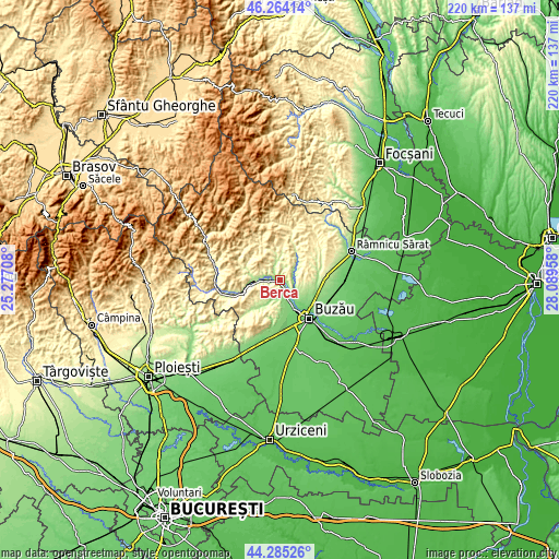 Topographic map of Berca