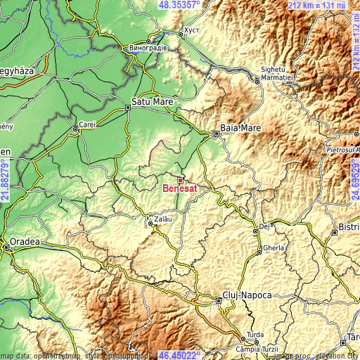 Topographic map of Benesat