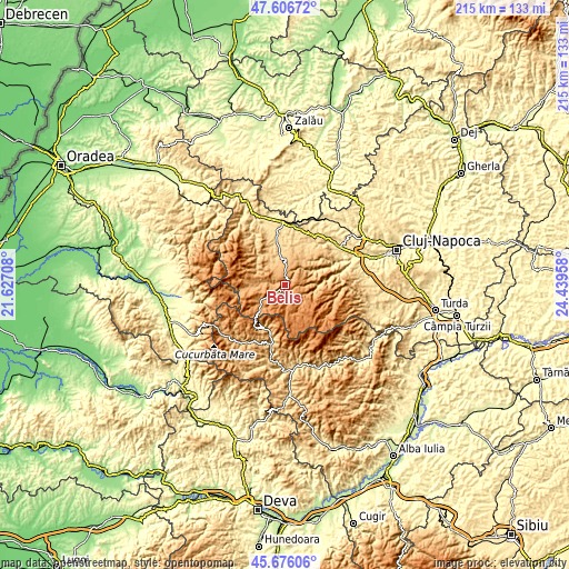 Topographic map of Beliş