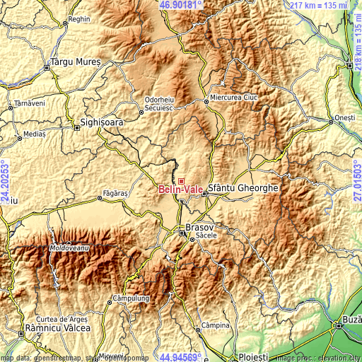 Topographic map of Belin-Vale