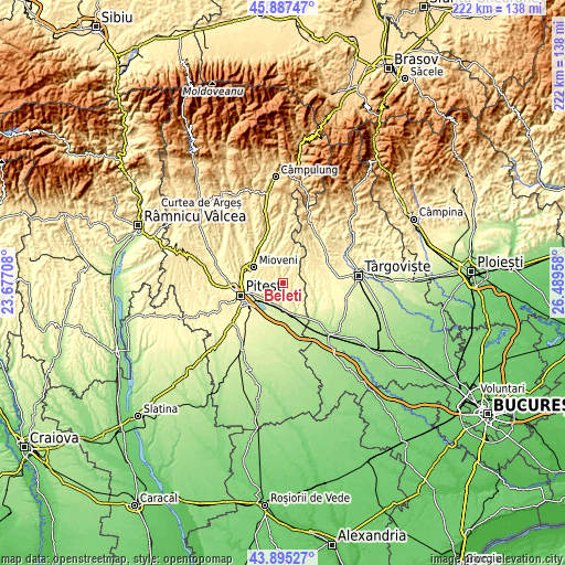 Topographic map of Beleţi