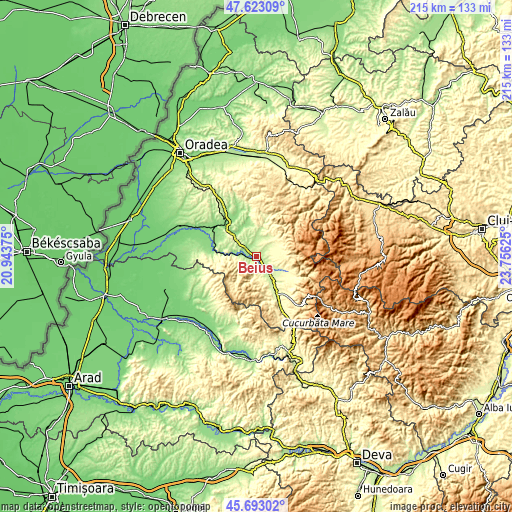 Topographic map of Beiuş