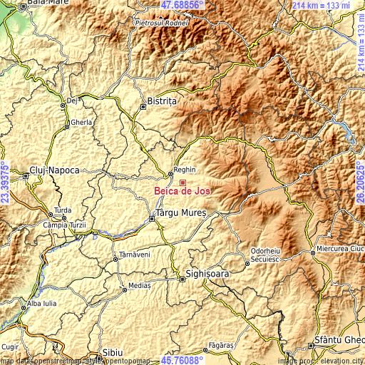 Topographic map of Beica de Jos
