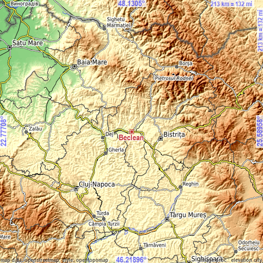 Topographic map of Beclean