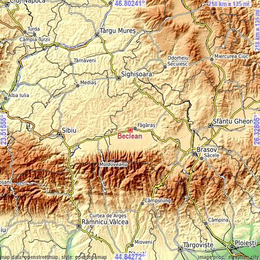 Topographic map of Beclean