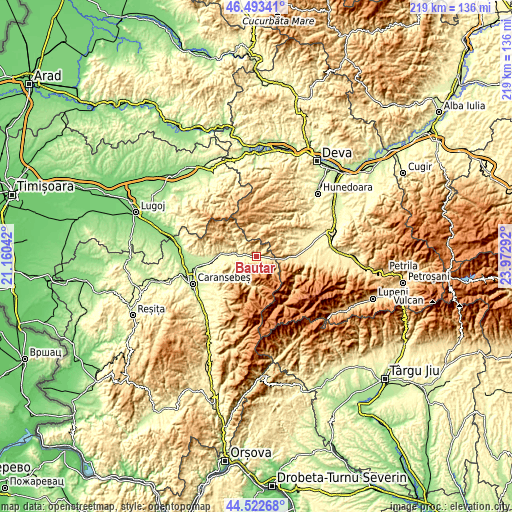 Topographic map of Băuţar