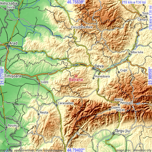 Topographic map of Bătrâna