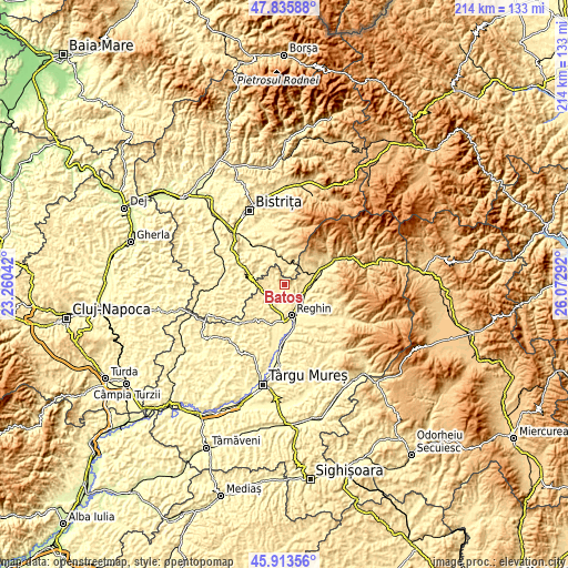 Topographic map of Batoş