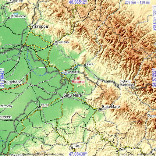 Topographic map of Bătarci