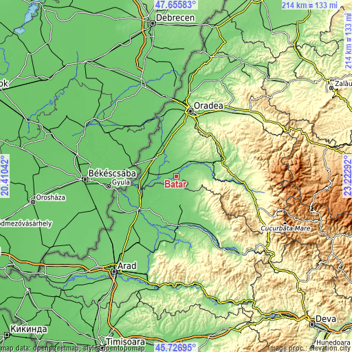 Topographic map of Batăr