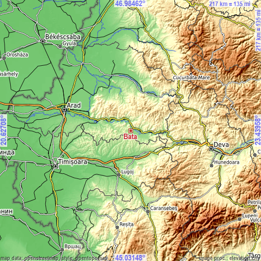 Topographic map of Bata