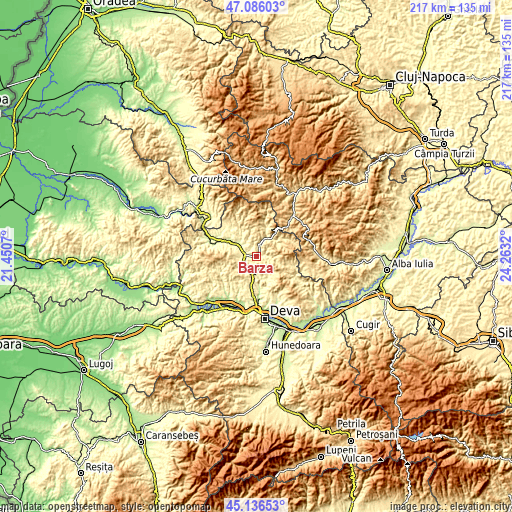 Topographic map of Barza