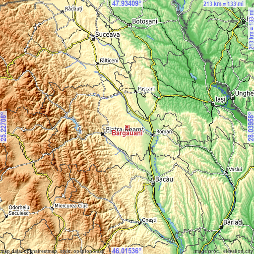 Topographic map of Bârgăuani