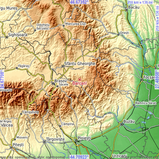 Topographic map of Barcani