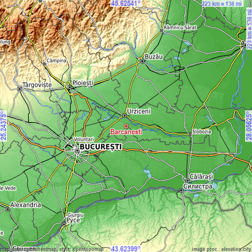 Topographic map of Bărcăneşti