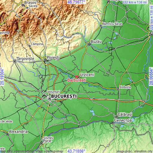 Topographic map of Bărbulești