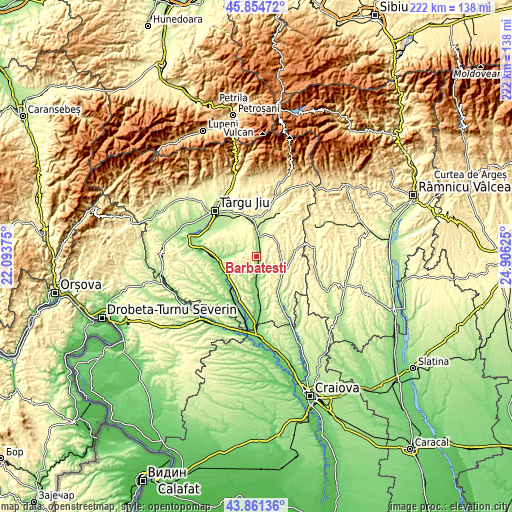 Topographic map of Bărbăteşti