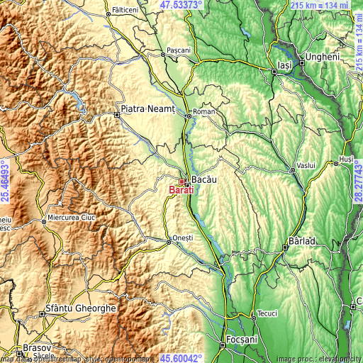 Topographic map of Barați