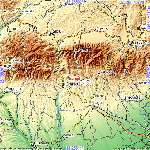 Topographic map of Bărăști