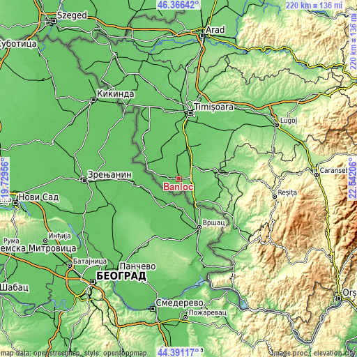 Topographic map of Banloc