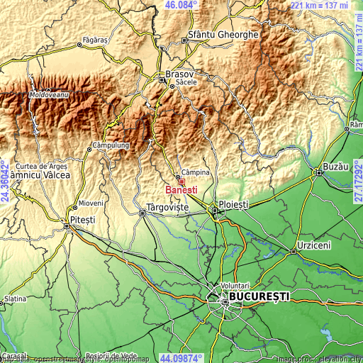 Topographic map of Băneşti