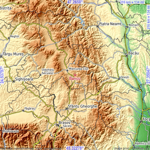 Topographic map of Bancu