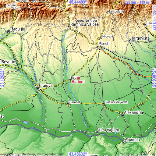 Topographic map of Bălteni