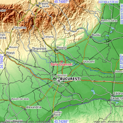 Topographic map of Balta Doamnei