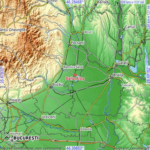 Topographic map of Balta Albă