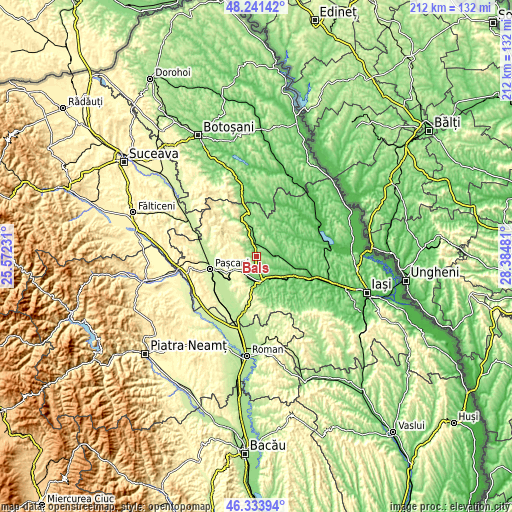 Topographic map of Balș