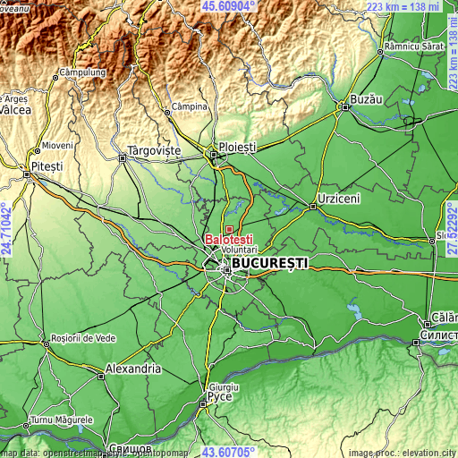 Topographic map of Baloteşti