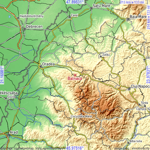 Topographic map of Bălnaca