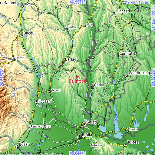 Topographic map of Balintești