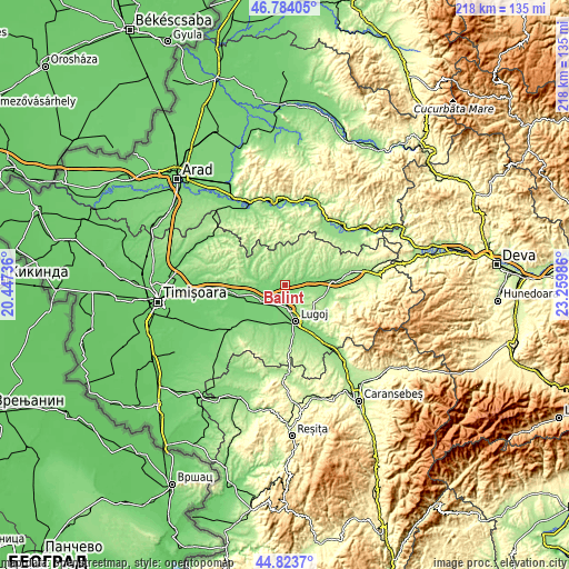 Topographic map of Balinţ