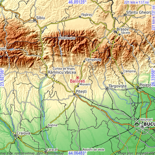 Topographic map of Bălileşti