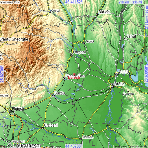 Topographic map of Băleşti