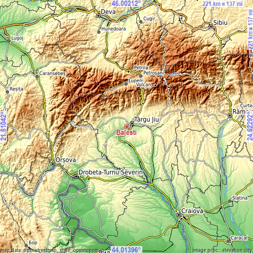 Topographic map of Băleşti