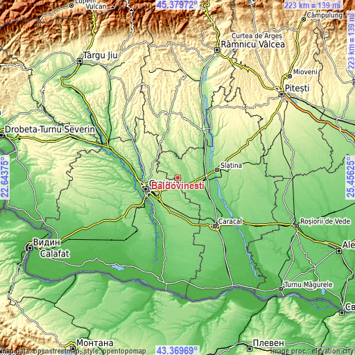 Topographic map of Baldovineşti