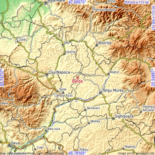 Topographic map of Balda