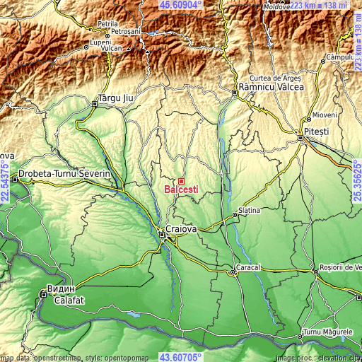 Topographic map of Bălceşti