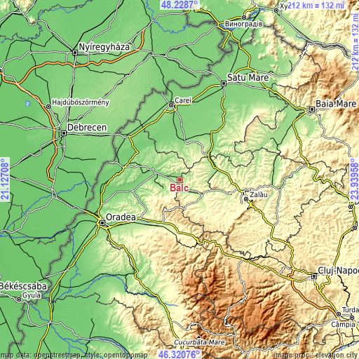 Topographic map of Balc