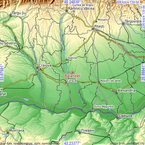 Topographic map of Bălănești